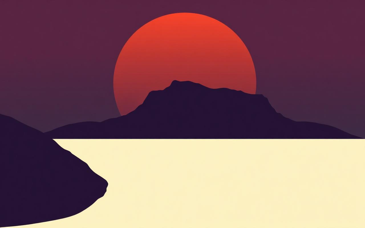 Stylized South African landscape silhouette with a copper sunrise.